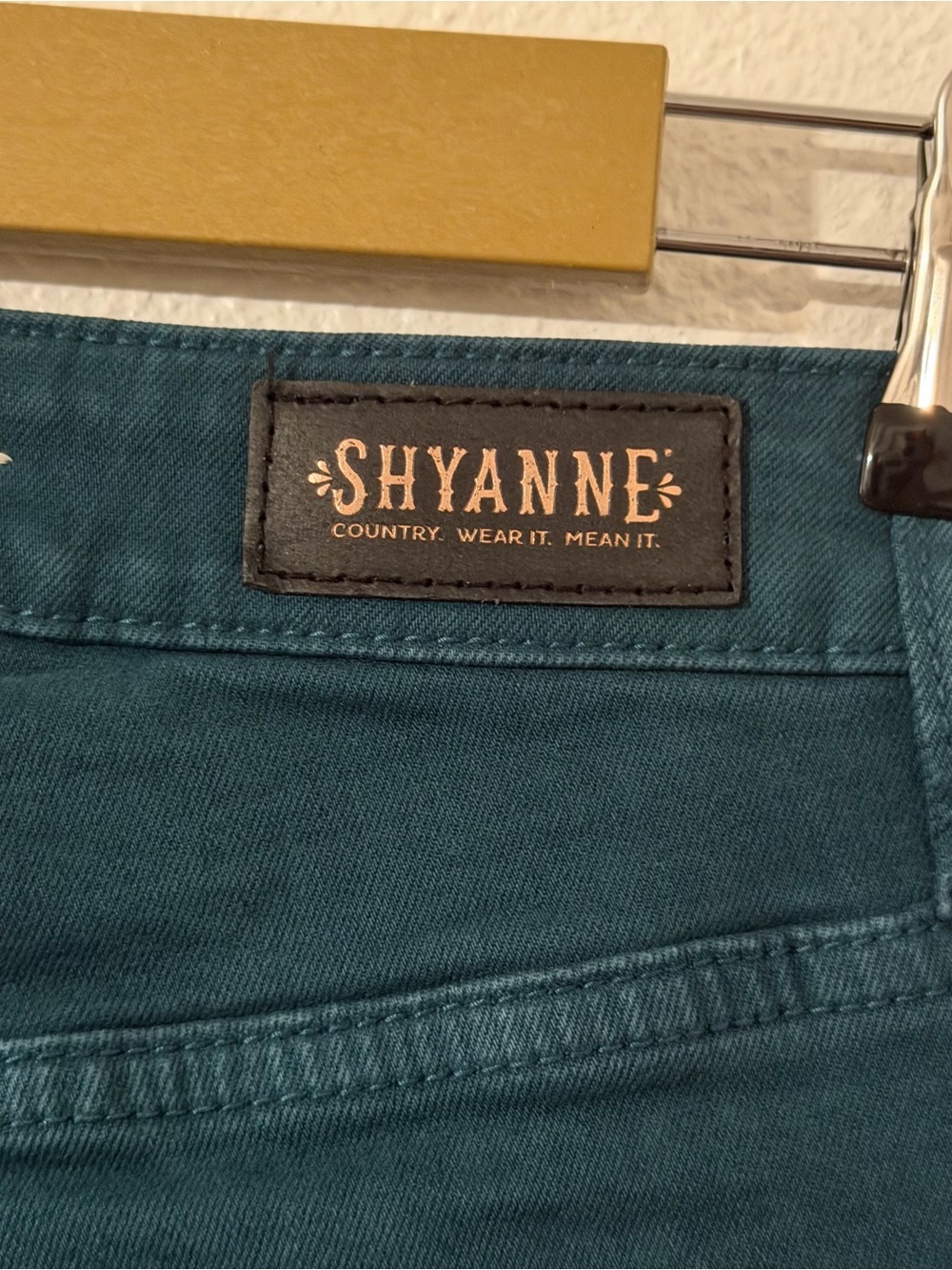 Shyanne Womens Boho Country Flare Western Bell Bottom Teal Jeans Size 29/34 - Picture 6 of 15